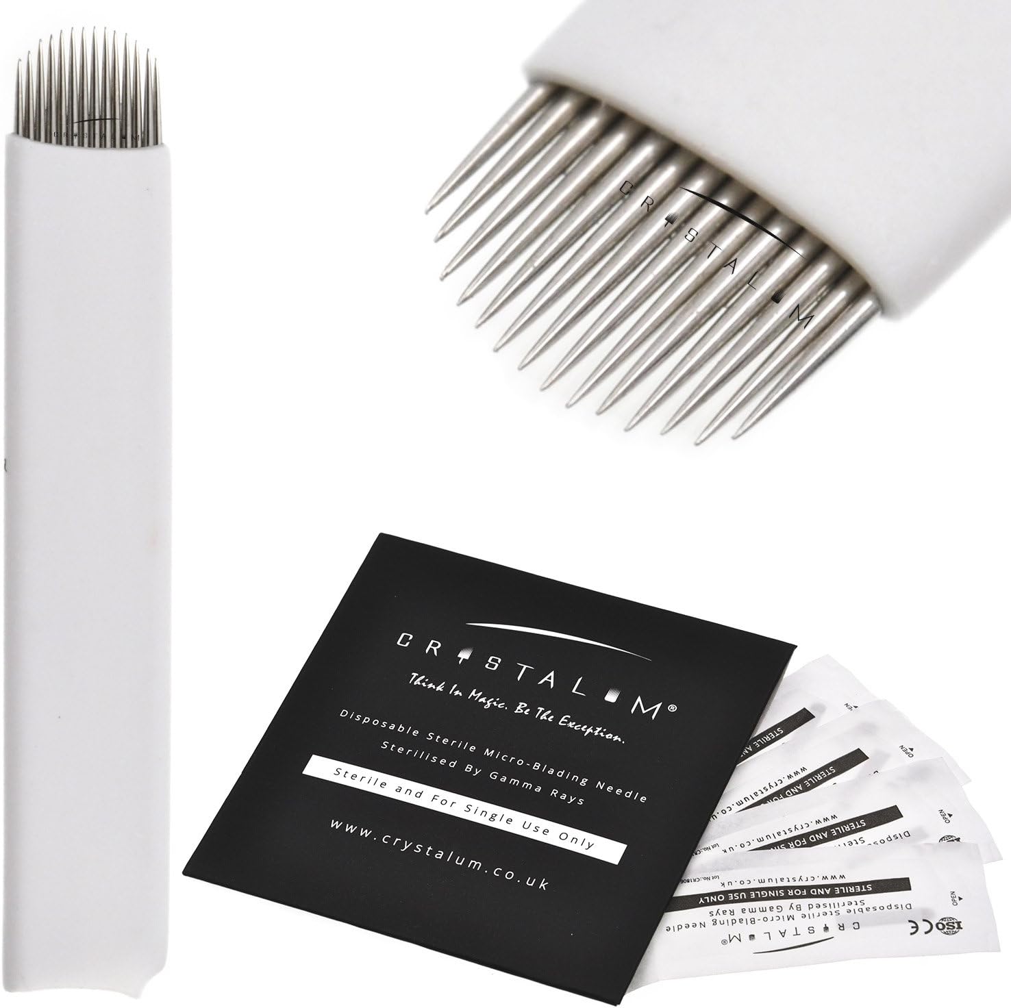 Microblading Blades 14U x5 Pins PRO Range 0.20mm Flexi Needles Eyebrow Tattoo CRYSTALUM® Nano
