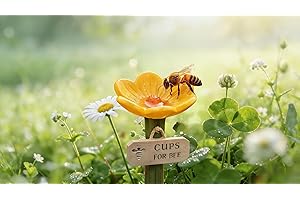 Bee Cups Water for Bees Garden: Flower-Shaped Ceramic Bee Watering Station – Perfect for Attracting Bees & Enhancing Your Out