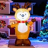 TYBEEU 4ft Inflatable Reindeer with LED, 30s-Auto Blow Up Christmas Decoration for Outdoor
