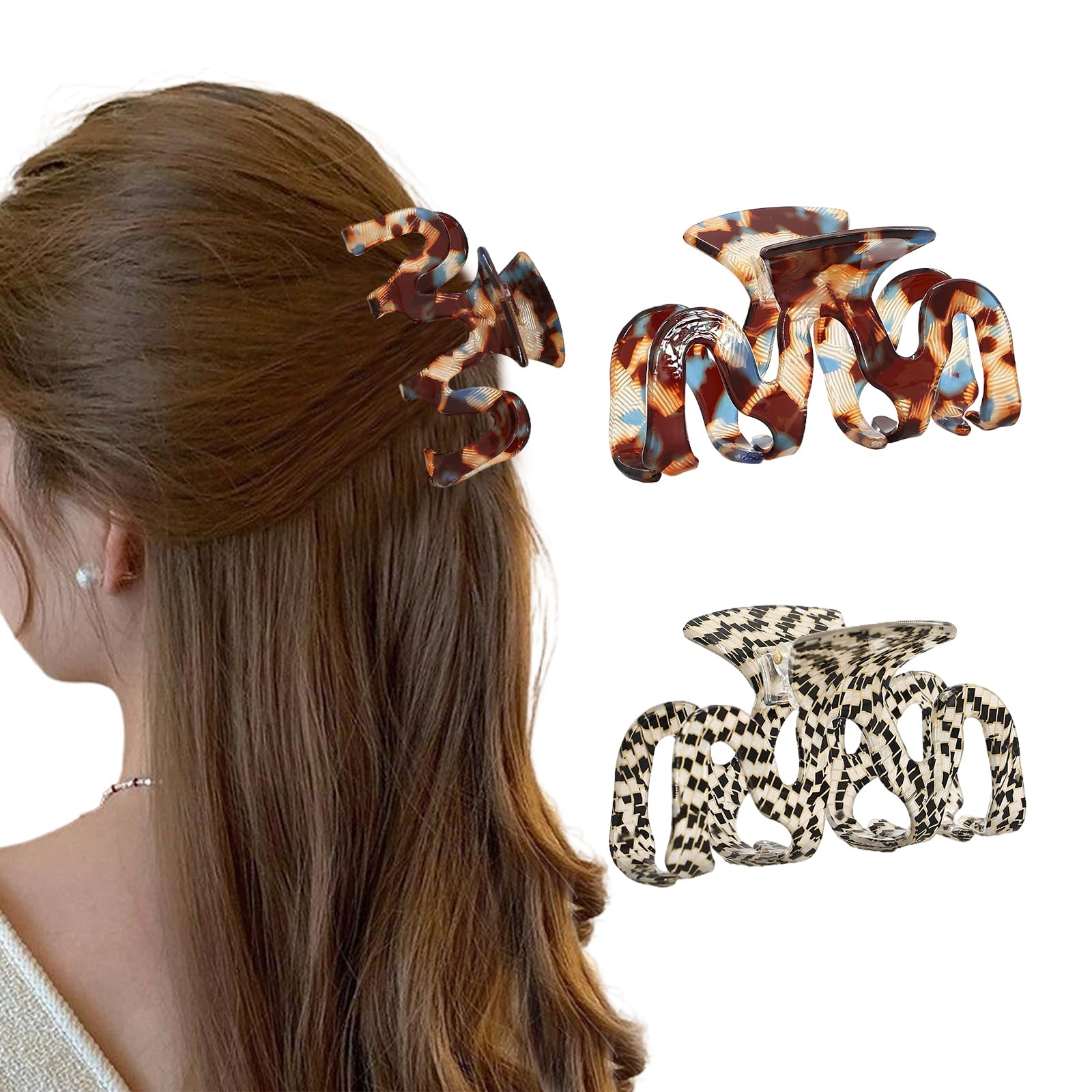 Photo 1 of 2 PCS Large Hair Claw Clips for Thick Thin Long Hair, Large Claw Clips, Lightweight Hairs Styling Accessories Tools