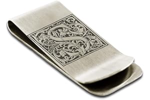 FLAMEREFLECTION Stainless Steel Money Clip For Men Dad Boy Friend Father Floral Initial Letter Box Monogram Wallet Cash Card Holder