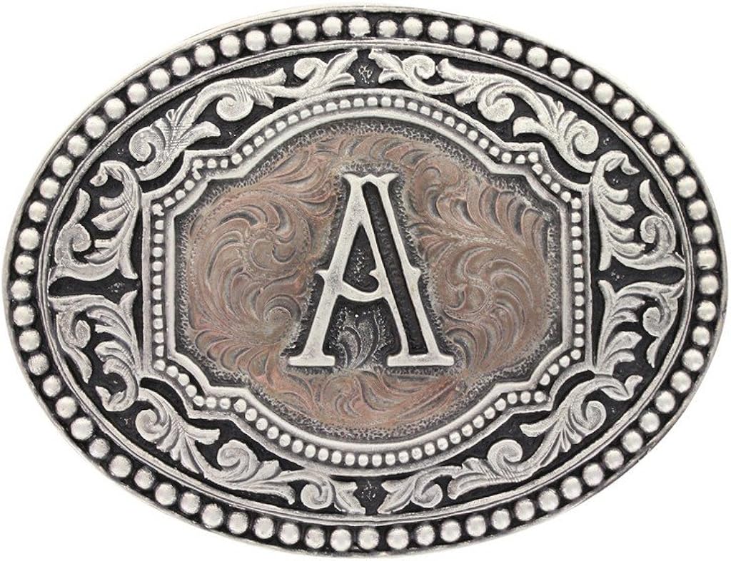 Montana Silversmiths Men's Initial Two Tone Cameo Buckle - A518 (A): Clothing