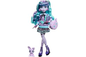Monster High Doll, Twyla Creepover Party Set with Pet Bunny Dustin, Sleepover Clothes and Accessories