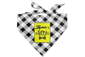 ZPPRJF Mama's Boy Dog Bandana, Dog Bandana, Black White Buffalo Plaid Pet Scarf, Dog Scarf Accessories, Dog Gender Revealing Triangle Scarf, Dog Bandana for Small Medium Large Dogs, Gift for Dog Lover (C16)