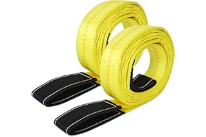 Trekassy 2 Pack 10' x 2" Lifting Sling Straps, 10ft Lifting Straps with 10,000lbs Max Basket Rated Capacity, Heavy Duty Nylon Tree Saver Recovery Strap Web