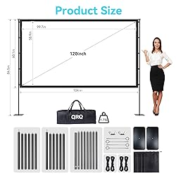 120 inch Projector Screen with Stand,2025 Upgraded