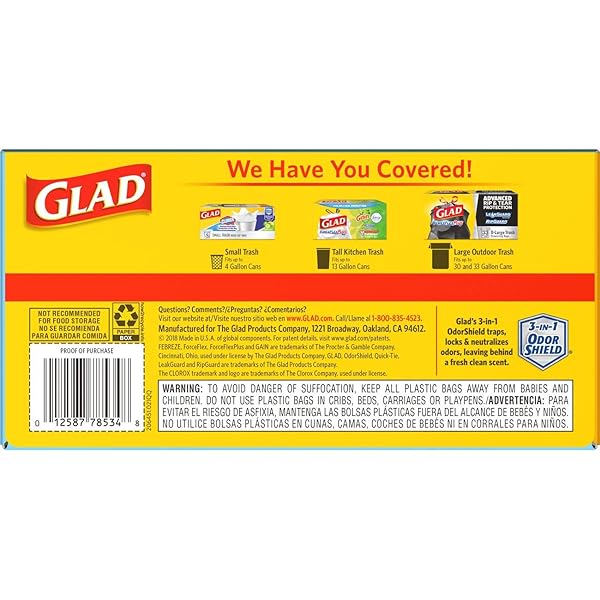 GLAD TRASH BAGS, TALL KITCHEN DRAWSTRING GARBAGE BAGS – ODORSHIELD 13 GALLON GREY TRASH BAG, FEBREZE FRESH CLEAN – 80 COUNT