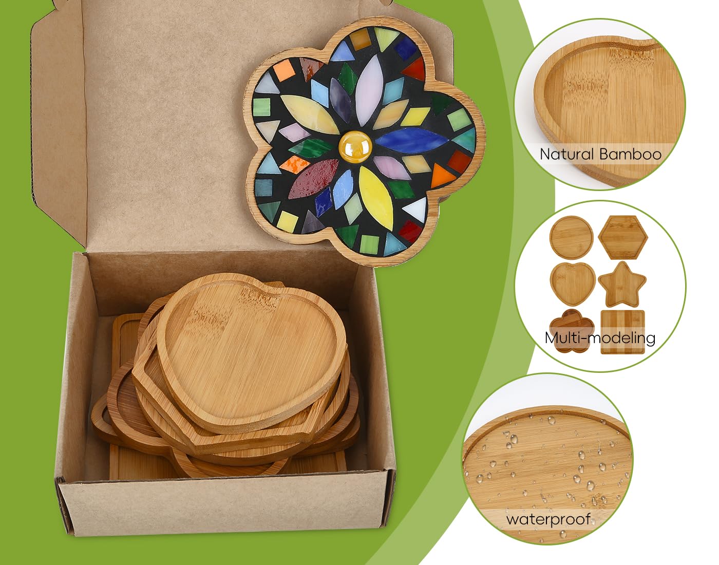 Lanyani 6pcs Wooden Mosaic Base, Various Shapes Substrates for Mosaic Crafts DIY Mosaic Tiles Coaster Base…