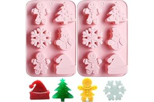 SIQINZONGWA 2 Pack Christmas Silicone Baking Mold, Christmas Soap Molds for Soap Making Candle Making, Christmastree, Snowman, Christmas Hat, Gingerbread Man, Snowflake Christmas Cake Molds