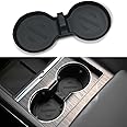 for Tesla Model 3 S X Cup Coasters - Non-Slip Recessed Cup Holder Coasters Washable & Silicone Coasters Interior Accessories for Model S X 2022 2023 2024 Model 3 2024 - Black