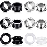 JOYTOYOU 6Pairs Ear Tunnels Stainless Steel Soft SiliconeDouble Flare Ear Expanders Silicone Saddle Gauges Ear Plugs Ear Stretching Kit CZ Piercing Jewelry for Women Men 6-16MM