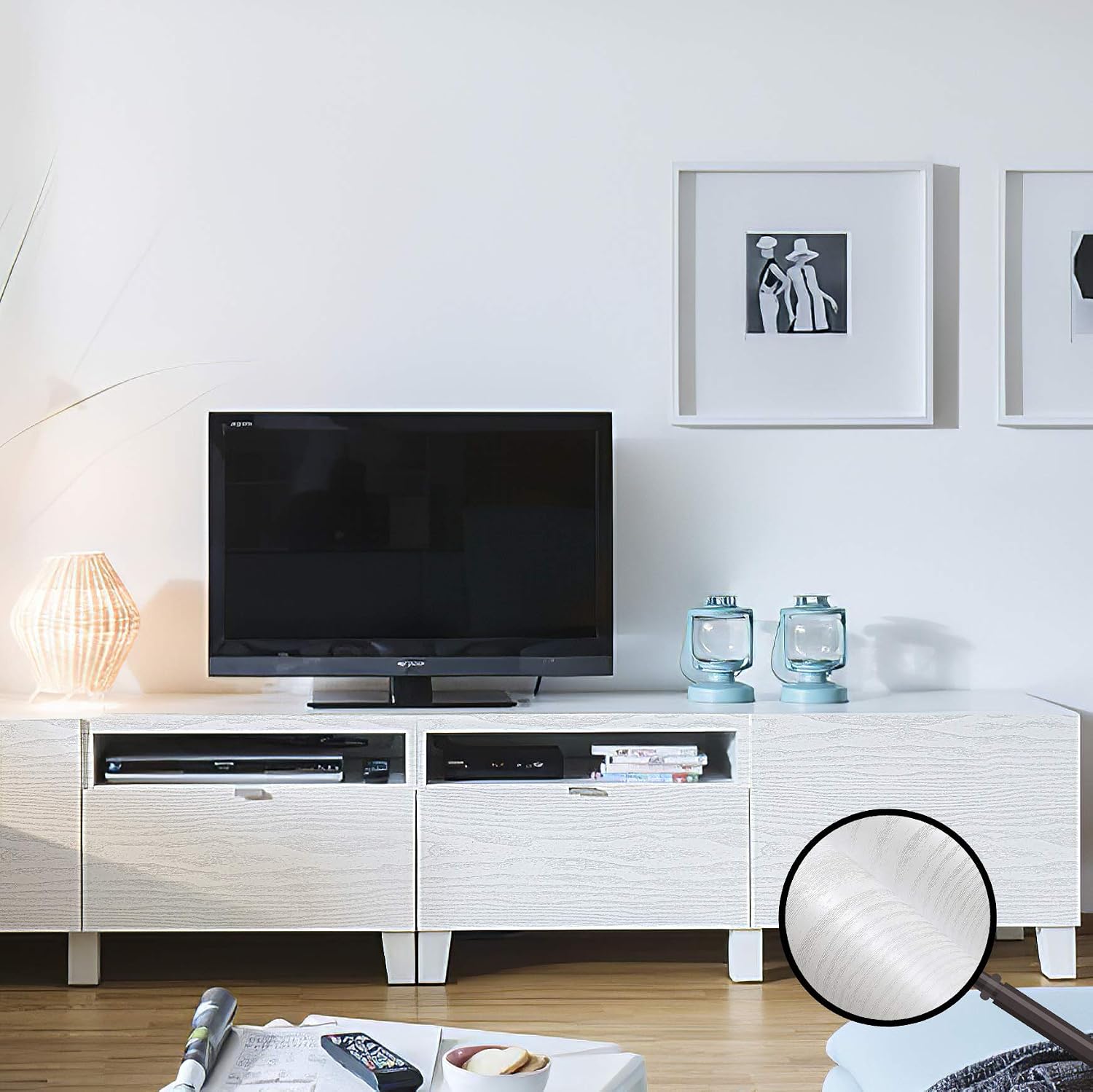 ConCus-T White Wood Grain Furniture Stickers 40×300cm Self Adhesive Contact Paper Sticky Back Plastic Roll Peel and Stick Wallpaper for Decoration - Image 4