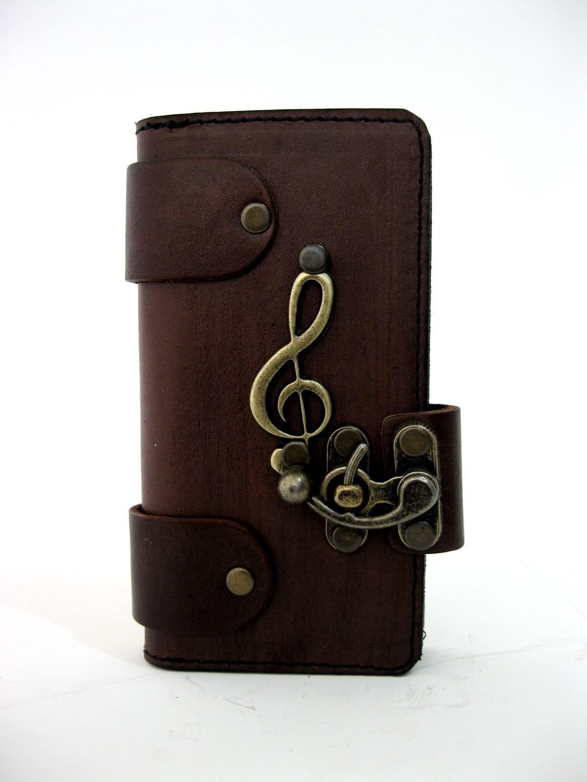 Handmade vegetable leather iphone 5SE cover treble clef emblem