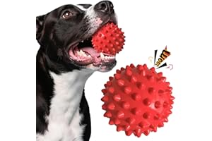 Apasiri Beef-Flavored Durable Dog Ball for Aggressive Chewers, Tough Squeaky Rubber Toy for Pitbulls Large & Medium Breeds