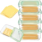 Akamino 4 Pack Sliced Cheese Container for Fridge, Butter Block Cheese slicer Holder with Lids, Airtight Plastic Storage Box for Keeps Deli Cheese Fresh Longer