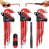 SEDY 30-Piece Long Arm Ball End L-Hex &amp; Torx Key Set with Grip Handle, Ultimate Hex Key Wrench Set with T-Handle and Extension Bars, SAE 1/16" to 3/8", Metric 1.5mm to 10mm, Torx T10 to T50