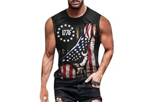 MAINFINI Men's 4th of July Tank Top 1776 Pattern Sleeveless Muscle Shirt American Gym Tanks
