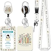 Hancynir Book Lover Lanyards for Id Badges, Cute Floral Teacher Badge Holder with Retractable Reel Clip, Work Name Tags Keychain Lanyard with ID Holder, Card Protector for Women Nurse Office Gifts
