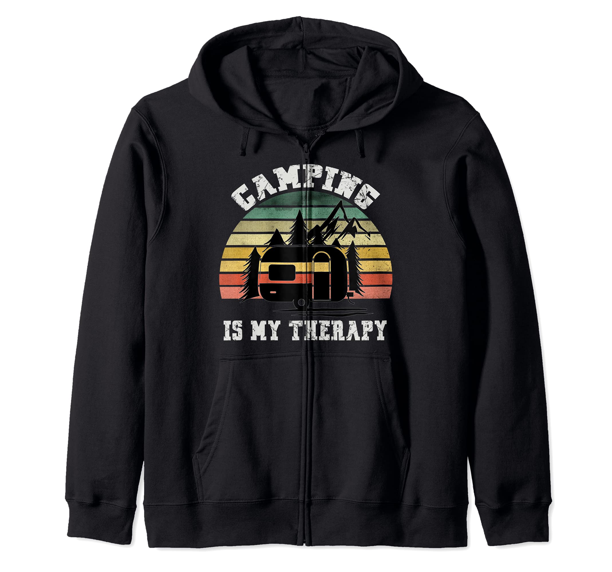 Vintage Camping Is My Therapy Camping Van Zip Hoodie