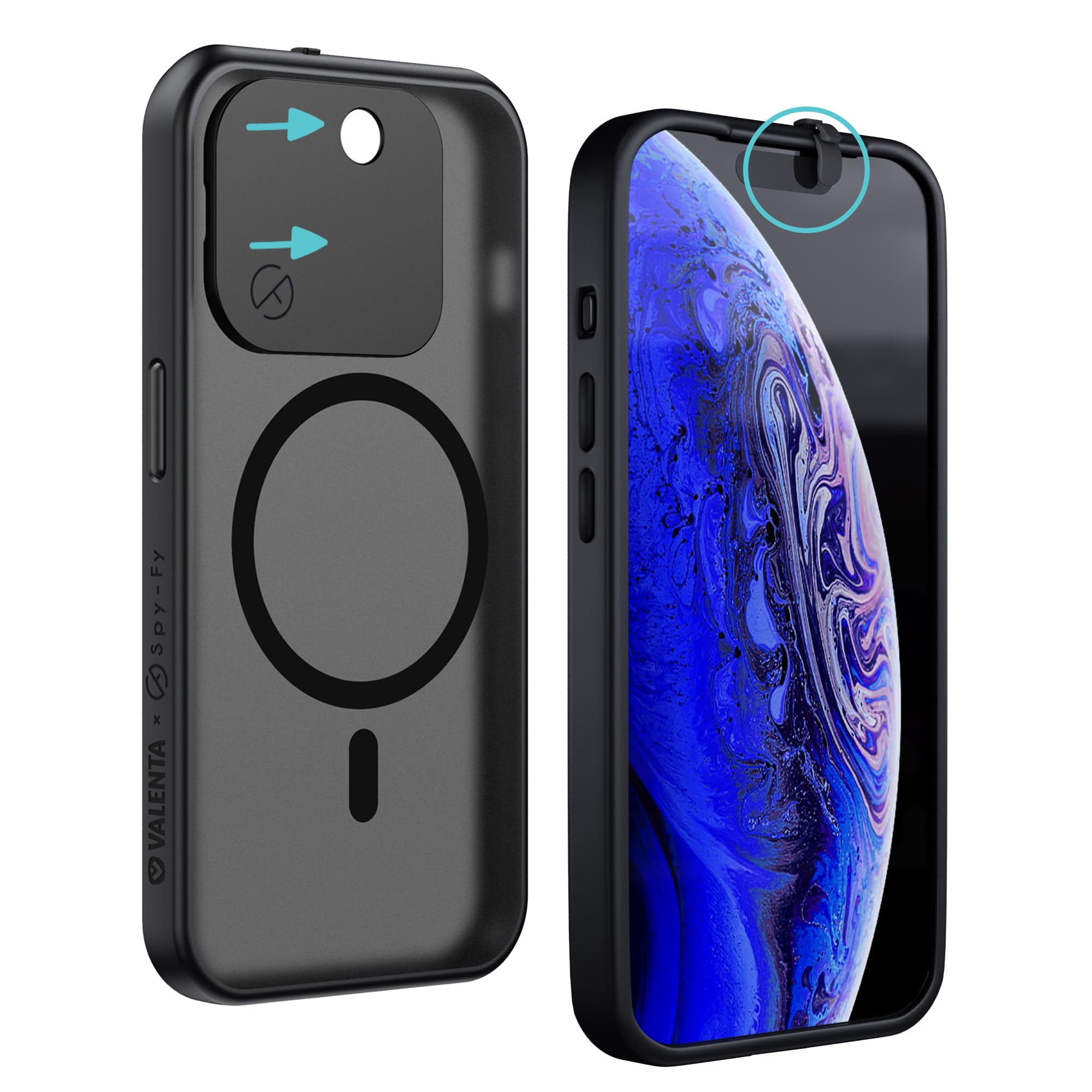 Spy-Fy Privacy Case for iPhone 15 Pro Max with Camera Covers Front and Rear | Magsafe compatible and Kickstand | Protect Your Privacy | 6-Foot Drop Proof | 6,7 Inch |Smokey Black — image 1