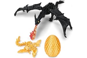 AODOMIS 3D Printed Dragon Toy Set - 11" Articulated Fire-Breathing Wyvern & Magnetic Crystal Mini Dragon in Egg, PLA Plant-Based Material - Fantasy Collectible for Kids & Adults