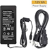 BINZET AC to DC 12 Volt 6 Amp Power Supply Adapter Converter Regulator, 5.5mm x 2.1mm DC Plug, 12V 6A 72W Wall Plug Switch fo