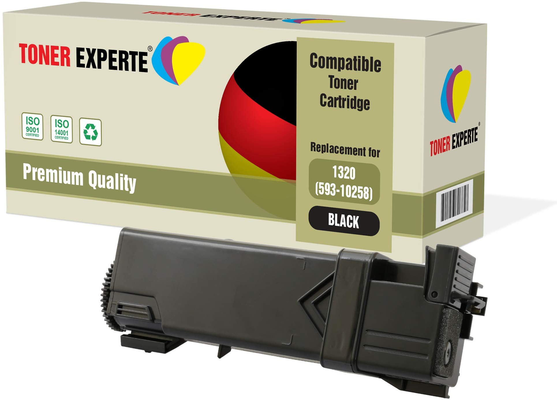 TONER EXPERTE® Compatible with 593-10258 Black Premium Toner Cartridge for Dell 1320c, 1320cn