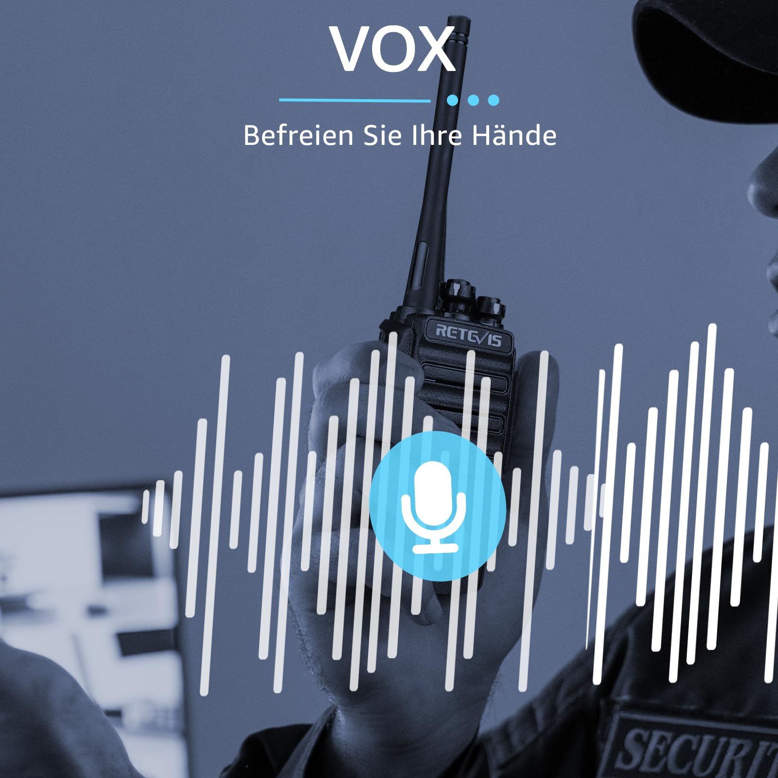 Retevis RT24 Walkie Talkie PMR446 Lizenzfreies, Professionelles Funkgerät mit Großer Reichweite und Freisprech-Walkie-Talkies für Erwachsene mit Ohrhörern und USB-Ladegerät (Schwarz, 1 Paar) 8