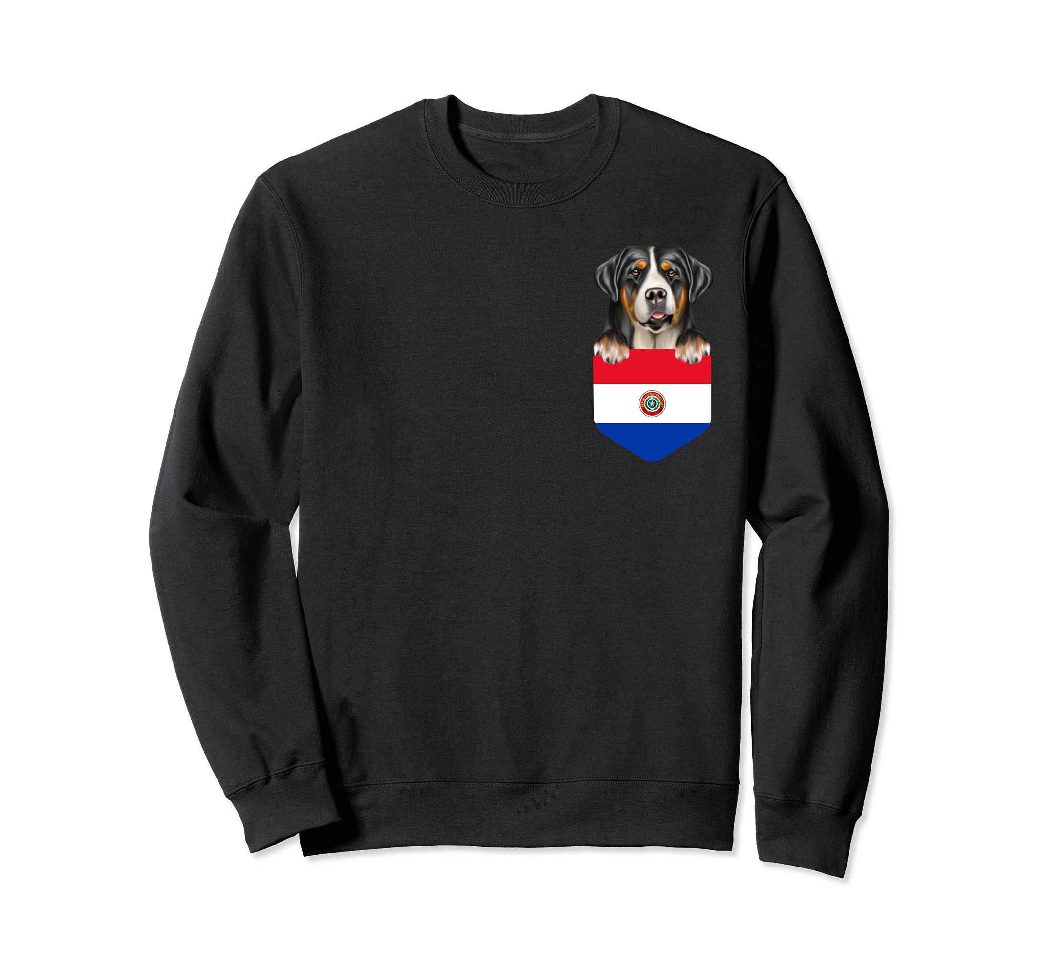 Paraguay Flag Greater Swiss Mountain Dog Dog In Pocket Sweatshirt