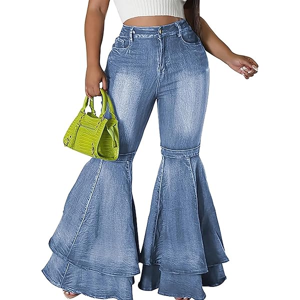 Amazon.com: EZAPINE Women Bell Bottom Jeans High Waist Stretch