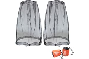 Benvo Mosquito Head Net Mesh, Face Neck Fly Netting Hood from Bugs Gnats Noseeums Screen Net for Any Outdoor Lover- with Carry Bags Fits Most Sizes of Hats Caps (2pcs, Black, Updated Big Net)