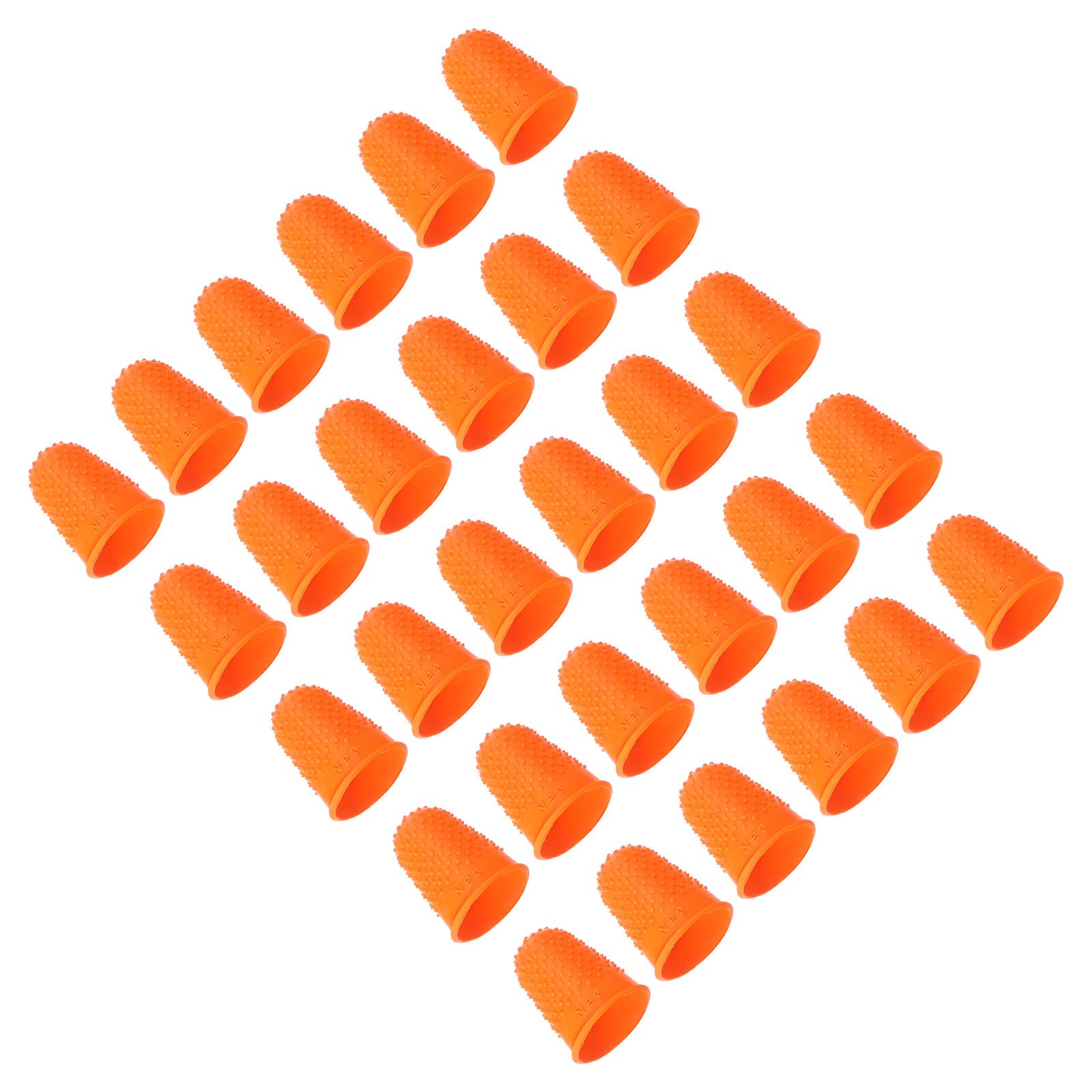 PATIKIL Rubber Finger Tips, 30 Pack Silicone Thumb Fingertip Protector Finger Cots Covers Guard Pads Thimble Grips for Office Counting Sewing, Orange XL Size