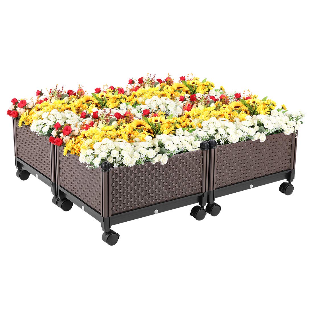 VIVOHOME Elevated Plastic Wheeled Raised Garden Bed Planter Kit for