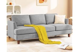 Busaurus 3 Seater Sofa Couch with Deep Seats, 89" Mid Century Modern Upholstered Sofa with Armrests, Comfy Couches for Living Room, Bedroom, Apartment and Office (Grey)