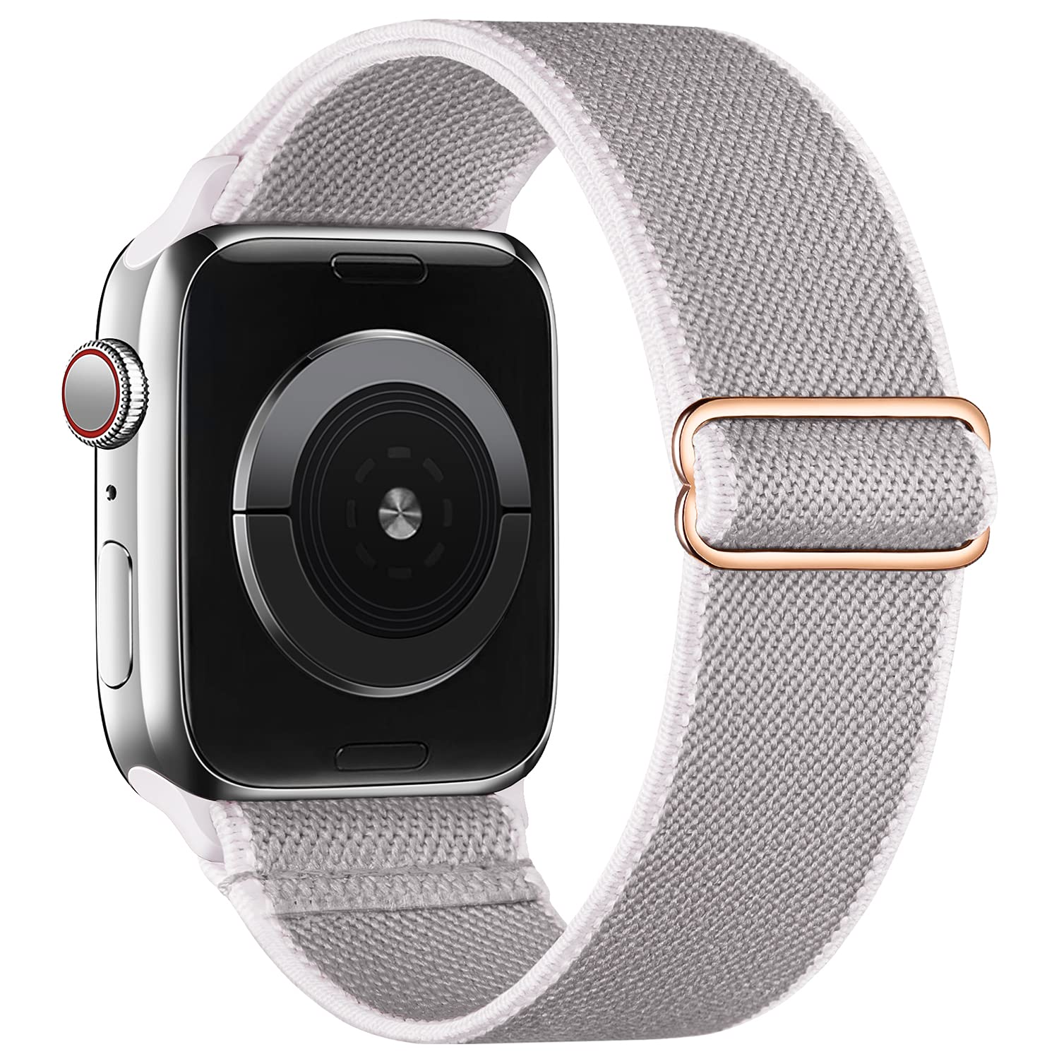 Recoppa Solo Loop Strap Compatible with Apple Watch 41mm 38mm 40mm, Adjustable Stretch Elastics Nylon Sport Replacement Band for iwatch Series 8 7 6 5 4 3 2 1 SE for Men Women (Grey/Pink)