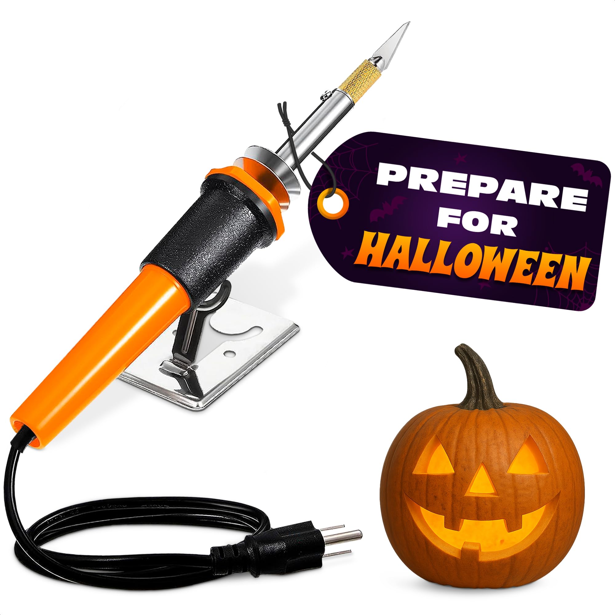 Photo 1 of 30W Electric Hot Knife Cutting Tool – Fast Heating Plastic Cutter Tool for Foam, Resin, Mesh | Includes 10 Blades, 2 Blade Holders, 1 Wood Burning Tip & Stand | Pumpkin Carving Kit for Craft Projects