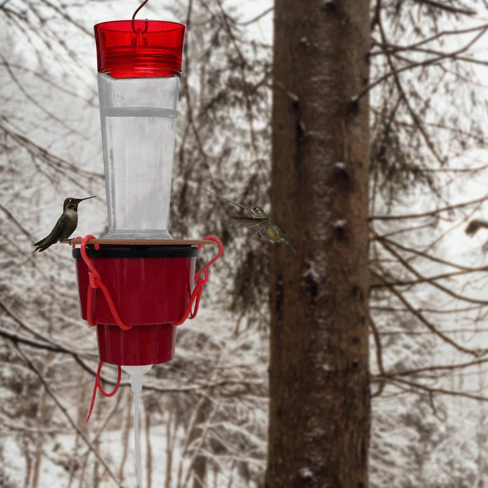 Photo 1 of Hummingbird Feeder Heater, Heated Hummingbird Feeders for Outdoor, Bird Feeder Heater Attaches to Bottom Feed Hummingbirds in Freezing Weather Winter Outdoor Garden (Feeder NOT Included) (1)