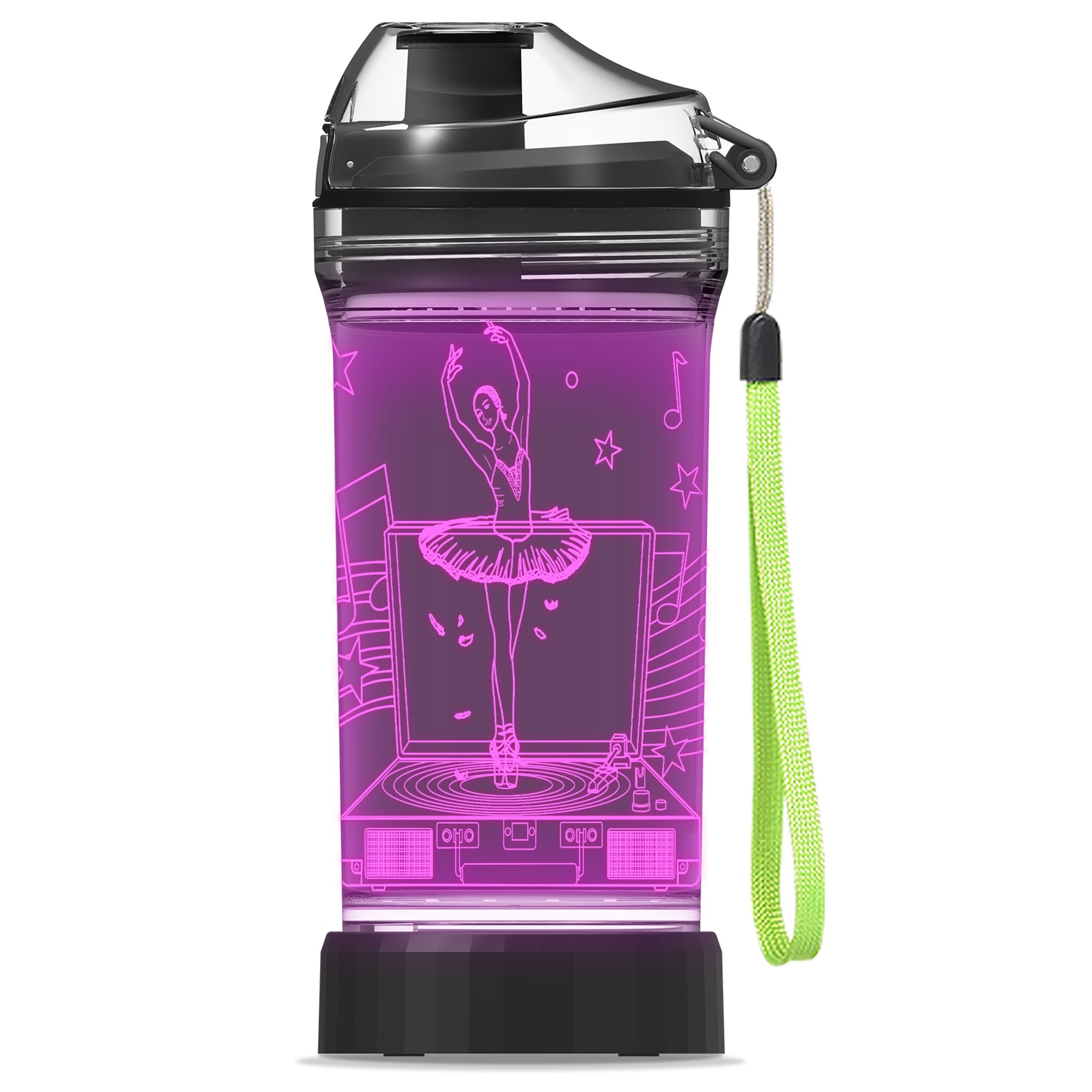 YuanDian Light Up Kids Water Bottle with 3D LED Light- 14 OZ Tritan BPA Free Eco-Friendly - 7 Color Light Cool Drinking Cups Gift for School Kids Girl Child (Ballet)