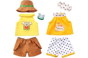 ZJOEY Set of 2 Cute Shirt Or Skirt Teddy Bear Clothes Outfit Fits Most 14" - 18" Bear Plush Stuffed Animal Outfit Build a Bear Doll Clothes and Make Your Own Stuffed Animals( Sleeveless A, Fit 14"-18")
