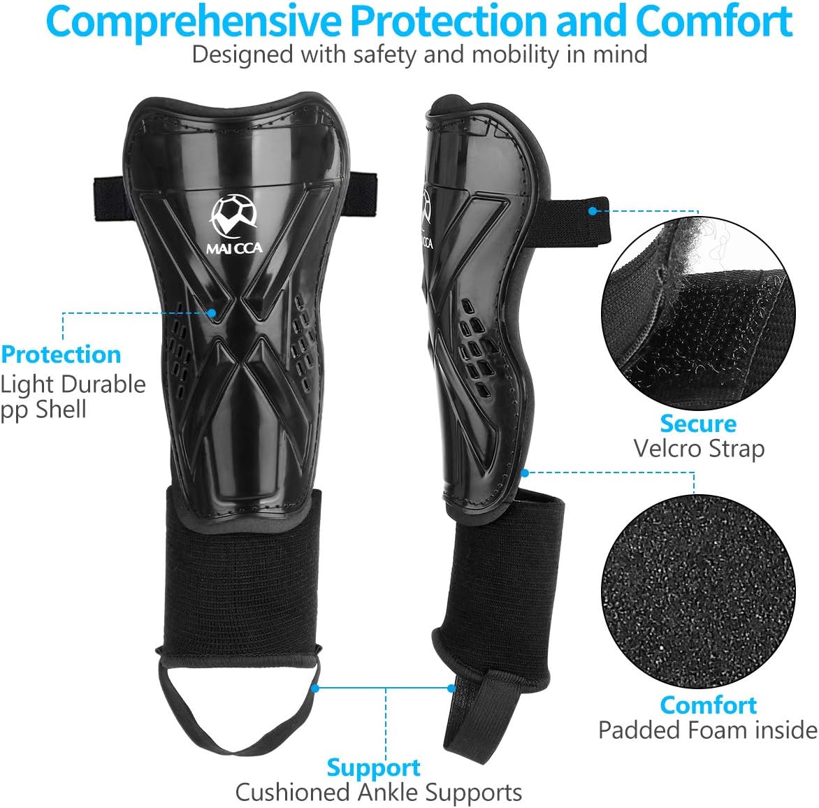 Outfun Youth Soccer Shin Guards, Kids Soccer Shin Pads, Child Calf Protective Gear, Soccer Equipment with Ankle Sleeves for 3-14 Years Old Boys Girls Toddler Kids Teenagers : Sports & Outdoors