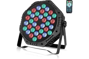 ZKEEZM 36 Led Stage Lights - DJ Par Lights, RGB Party Lights, 7 Colours Lighting with Sound Activated, Remote & DMX Control, DJ Uplighting for Parties, Birthday, Christmas, Bar, Wedding & Music Dance
