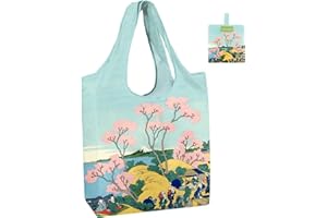 BeeGreen Oil Painting Flower Tote Bag - Large Reusable Grocery Bag, Polyester Grocery Bags Gifts for Women,Foldable, Washable