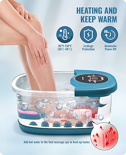 Foot Spa Bath Massager with Heat, Bubble, Vibration and