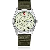 ceverdou Men’s Military Field Quartz Watch, Luminous Dial Canvas Nylon Strap Analog Wrist Watch with Day Date Display, 3ATM Waterproof Tactical Sports Casual Watch for Men