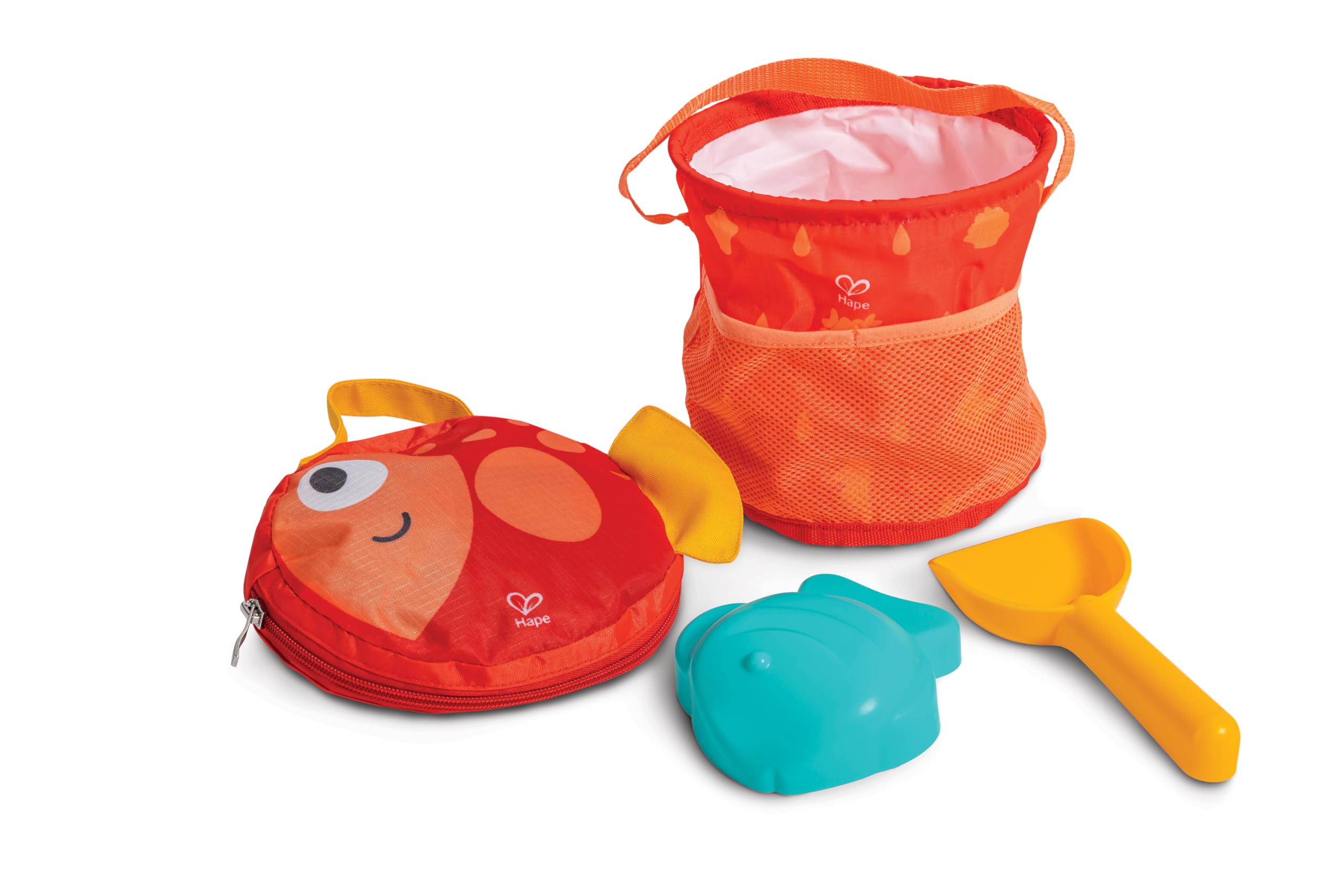 Hape Foldable Beach Playset with Bucket, Shovel and Sand Moulds, Sand Toy from 18 Months