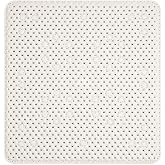 Square Shower Stall Mat with Suction Cups, 21.6 Inch, Soft Non Slip (White) | Open drain holes for quick drying Cushioned waffle texture underfoot Machine washable and easy to clean Grips smooth floors