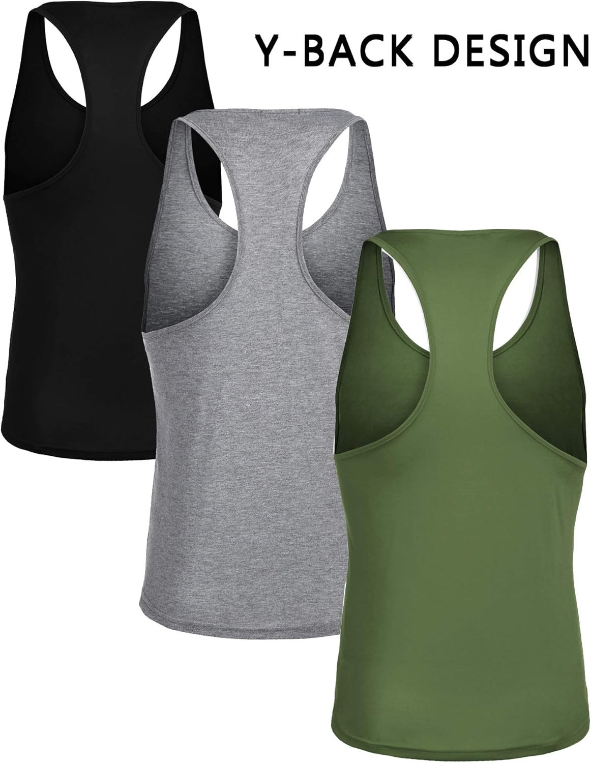 COOFANDY Men's 3 Pack Gym Tank Tops Y-Back Workout Muscle Tee Fitness Bodybuilding T Shirts: Clothing