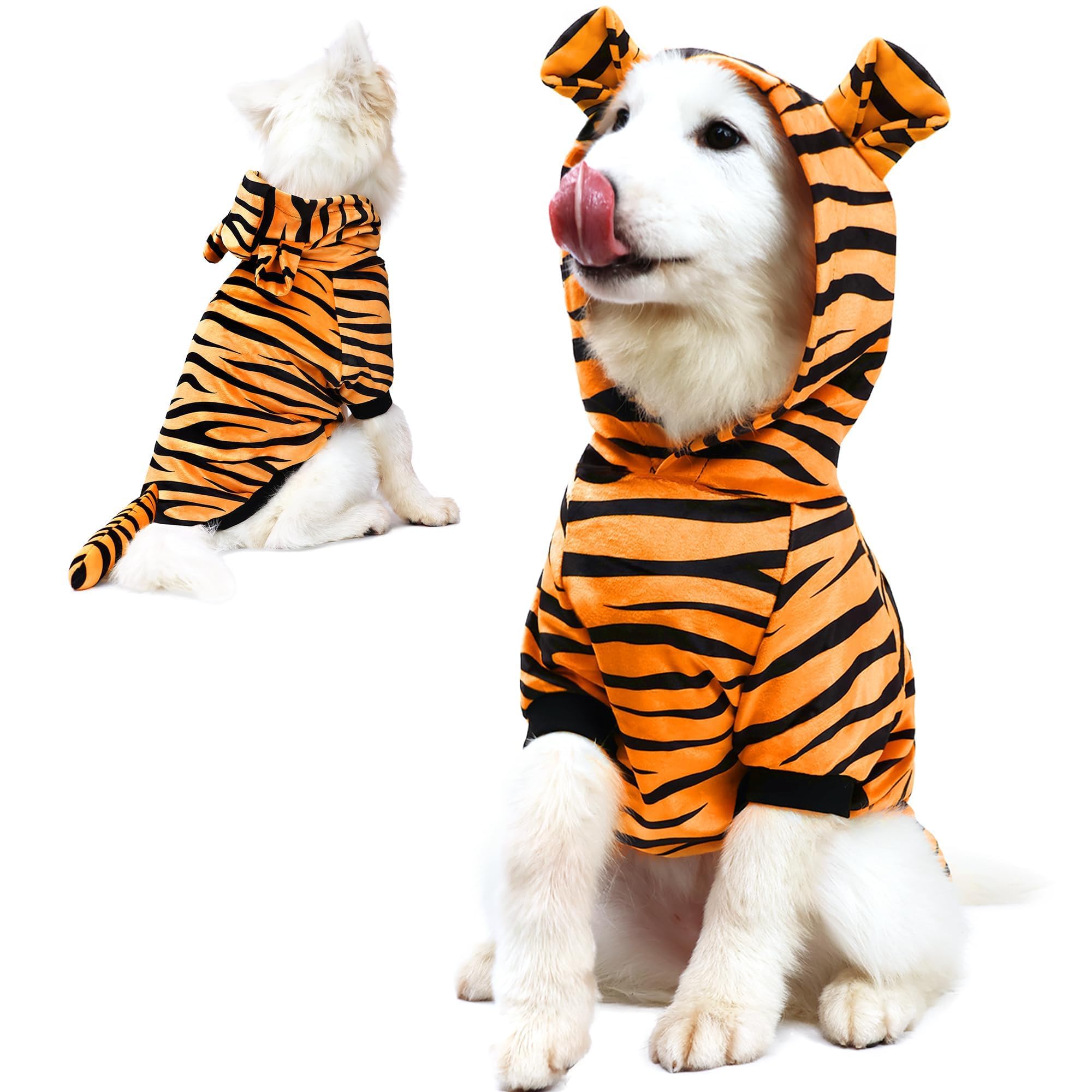Photo 1 of NACOCO Halloween Dog Tiger Costume-Pet Cosplay Clothes Cat Coat Hoodie Outfits Warm Winter Apparel for Dog Small and Medium Cat(S)
