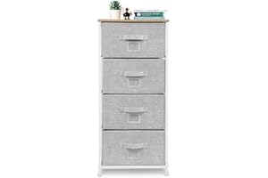 Bigroof Dresser for Bedroom Storage Organizer Fabric Dresser for Closet Chest of Drawers - Steel Frame Wood Top Gray