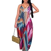 LaiyiVic Women's Casual Maxi Dresses Summer Sexy Stripe Bodycon Long Floor Length Sleeveless Colorful Sundresses Plus Size